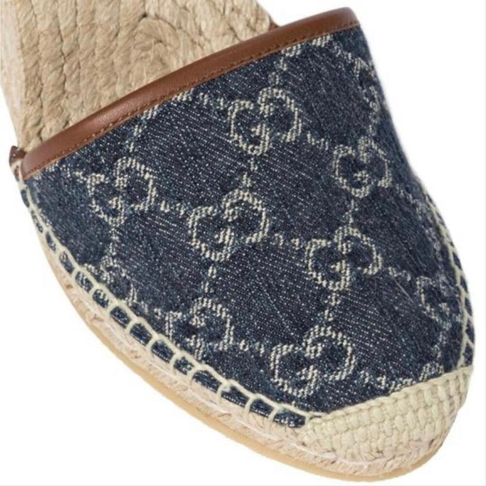 GUCCI Pilar GG logo denim espadrilles wedges - Picture 5 of 5